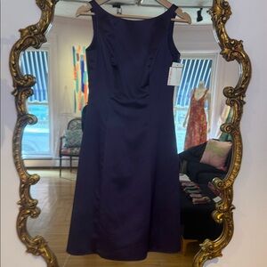 David’s bridal boat neck satin shortElegant Purple Sleeveless Dress